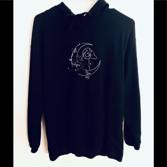 Sundown by Splendid Hoodie Sweat Shirt Moon&Star Animal Design Black Size XS-S - Picture 1 of 16